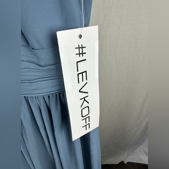 Bill Levkoff Slate Blue Halter A-Line Princess Dress Size 0 NWT - Picture 7 of 17